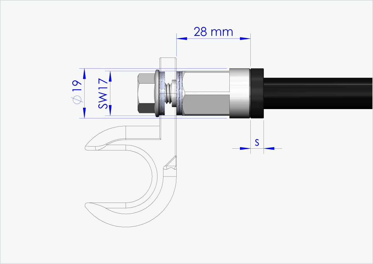 Eixo passante com adaptador Universal / M12 x 1,00