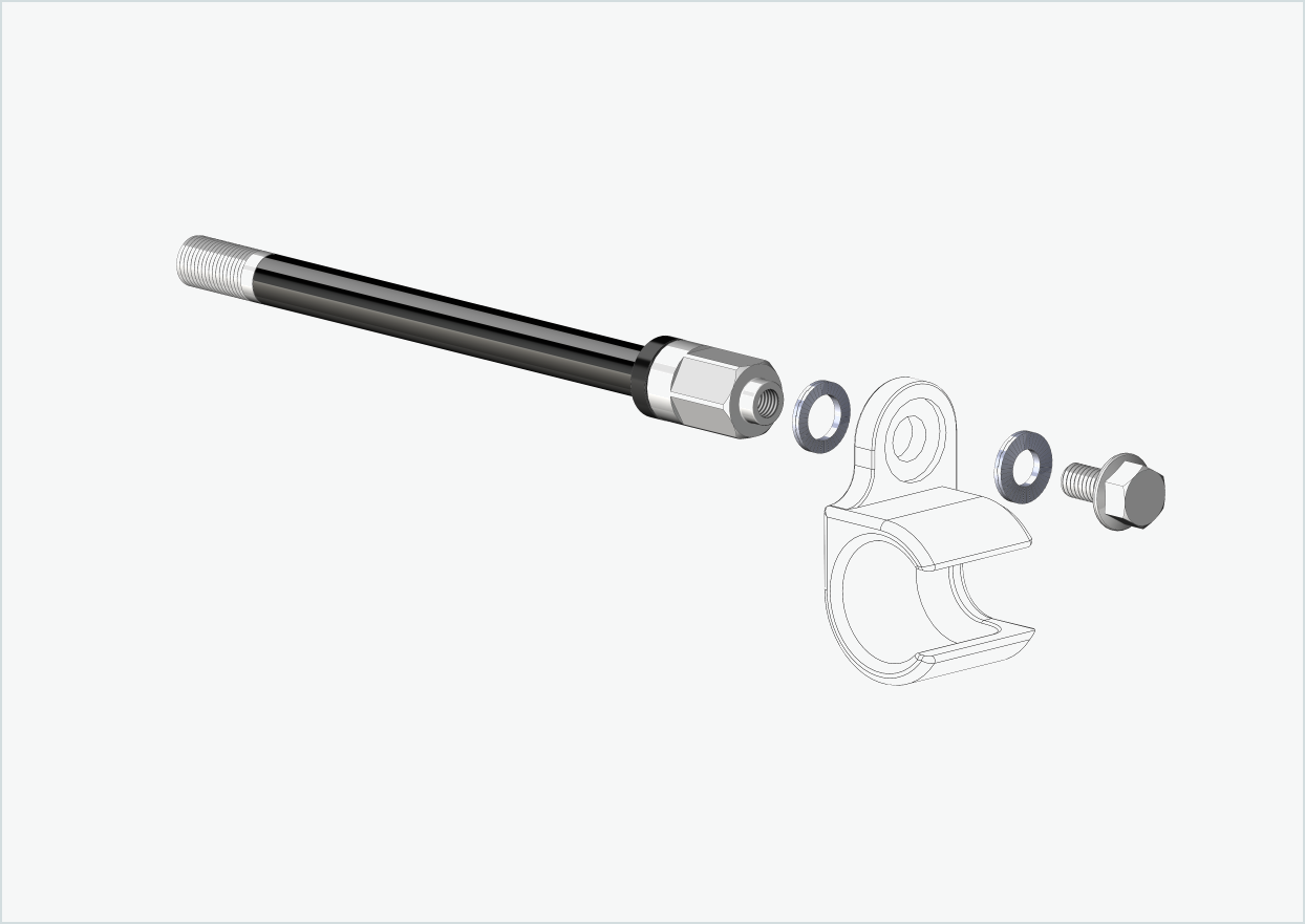 Eixo passante com adaptador Universal / M12 x 1,50