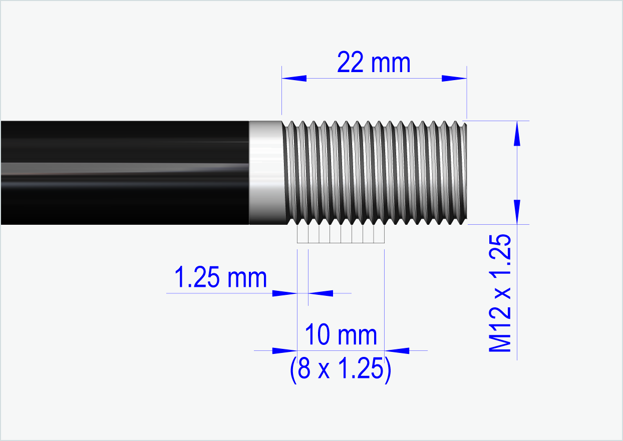 Eixo de aperto rápido com sistema intermutável / M12 x 1,25