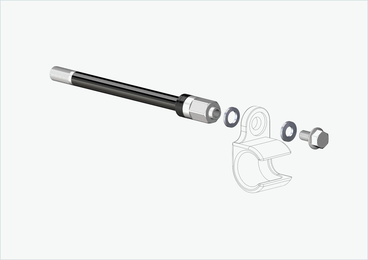 Eixo passante Syntace (X-12) com adaptador Universal / M12 x 1,00