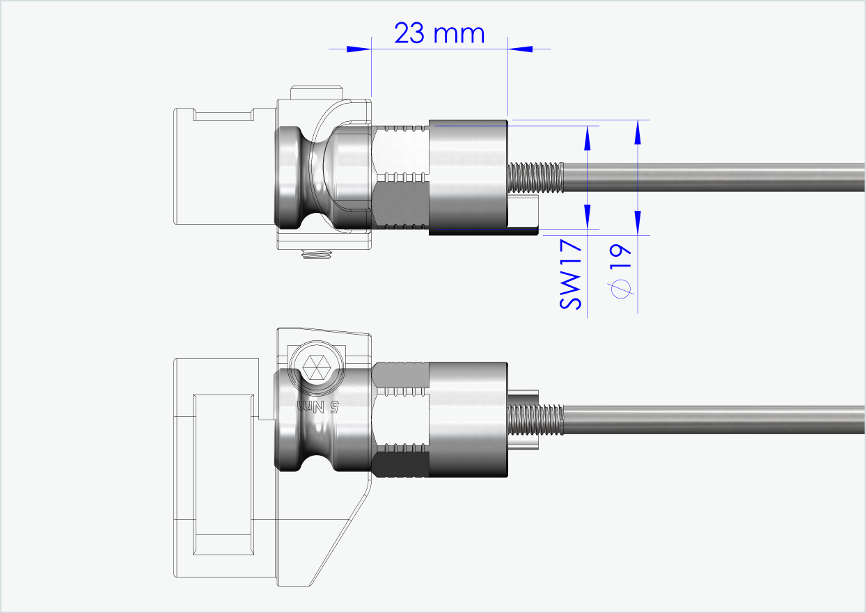 Eixo de aperto rápido com adaptador para Leggero com sistema BECCO | comprimento de aperto 143mm - 153mm