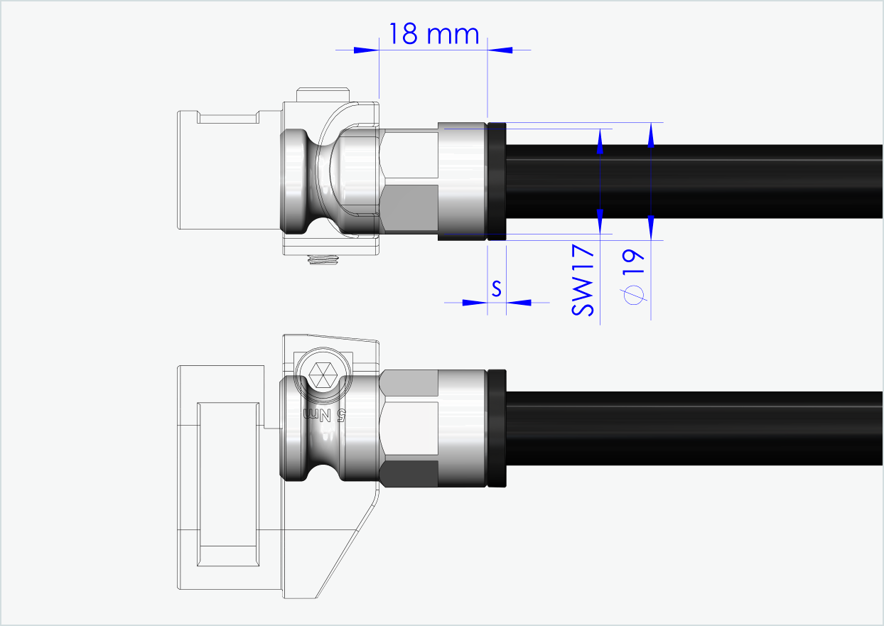 Eixo passante com adaptador / M12 x 1,00 | para reboques Leggero com sistema BECCO