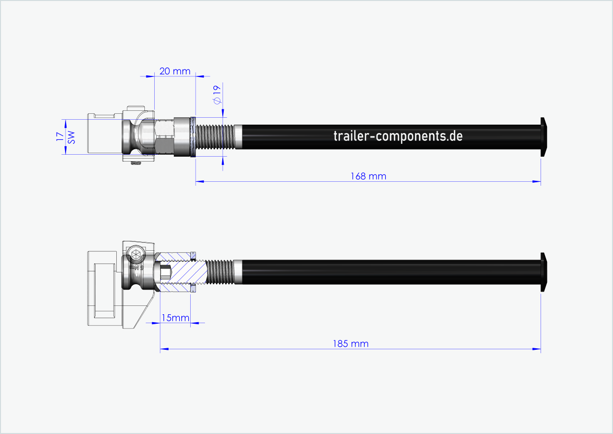 Eixo fixo com adaptador Leggero para ORBEA | para rosca esquerda M12 x 1,50 - adequado para Leggero com sistema BECCO