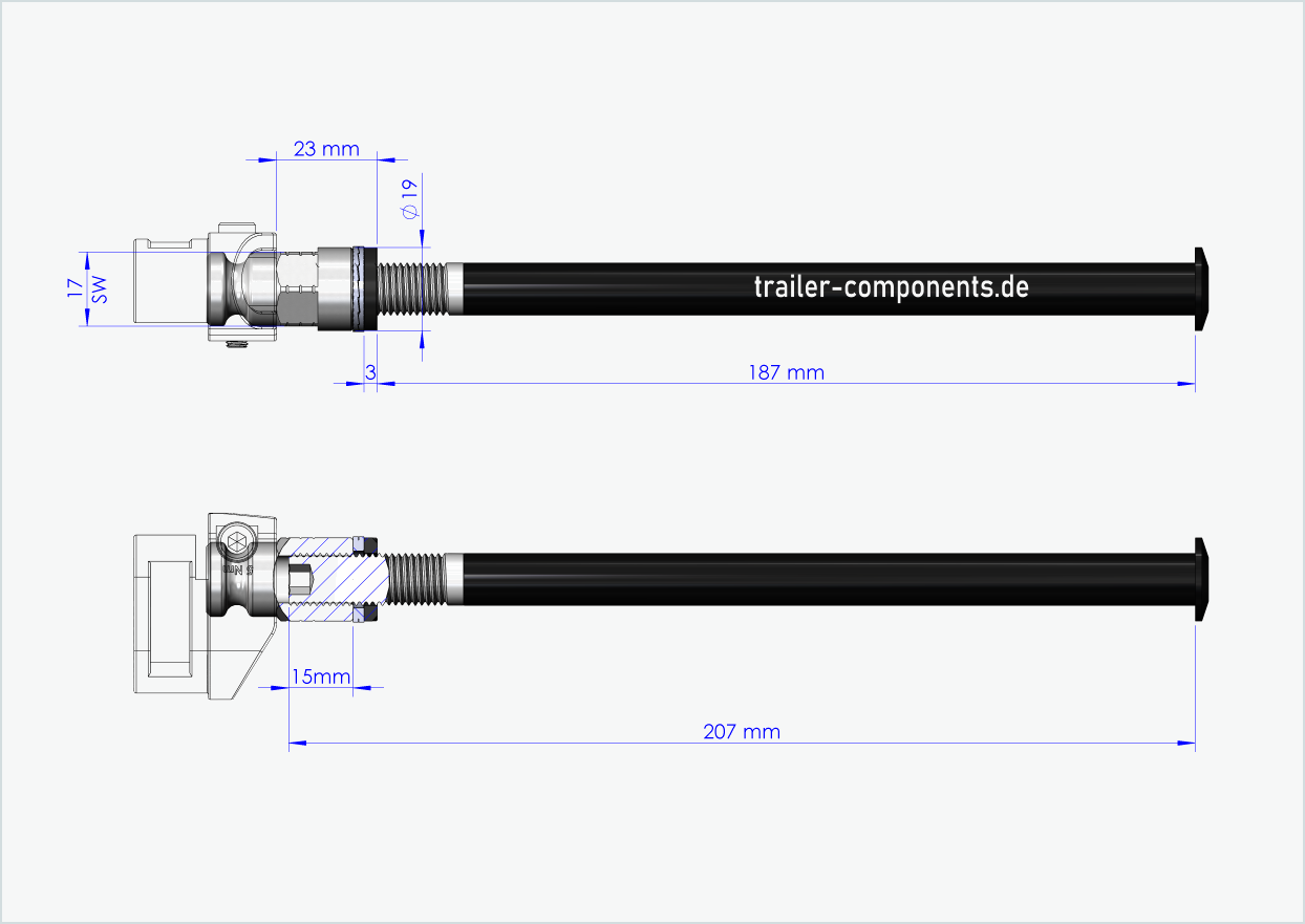 Eixo fixo com adaptador Leggero para ORBEA | para rosca esquerda M12 x 1,50 - adequado para Leggero com sistema BECCO