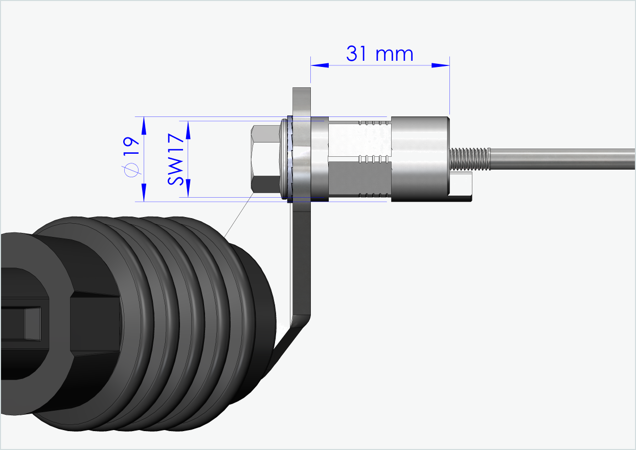 Eixo de aperto rápido com adaptador poligonal | comprimento de aperto 143mm - 153mm