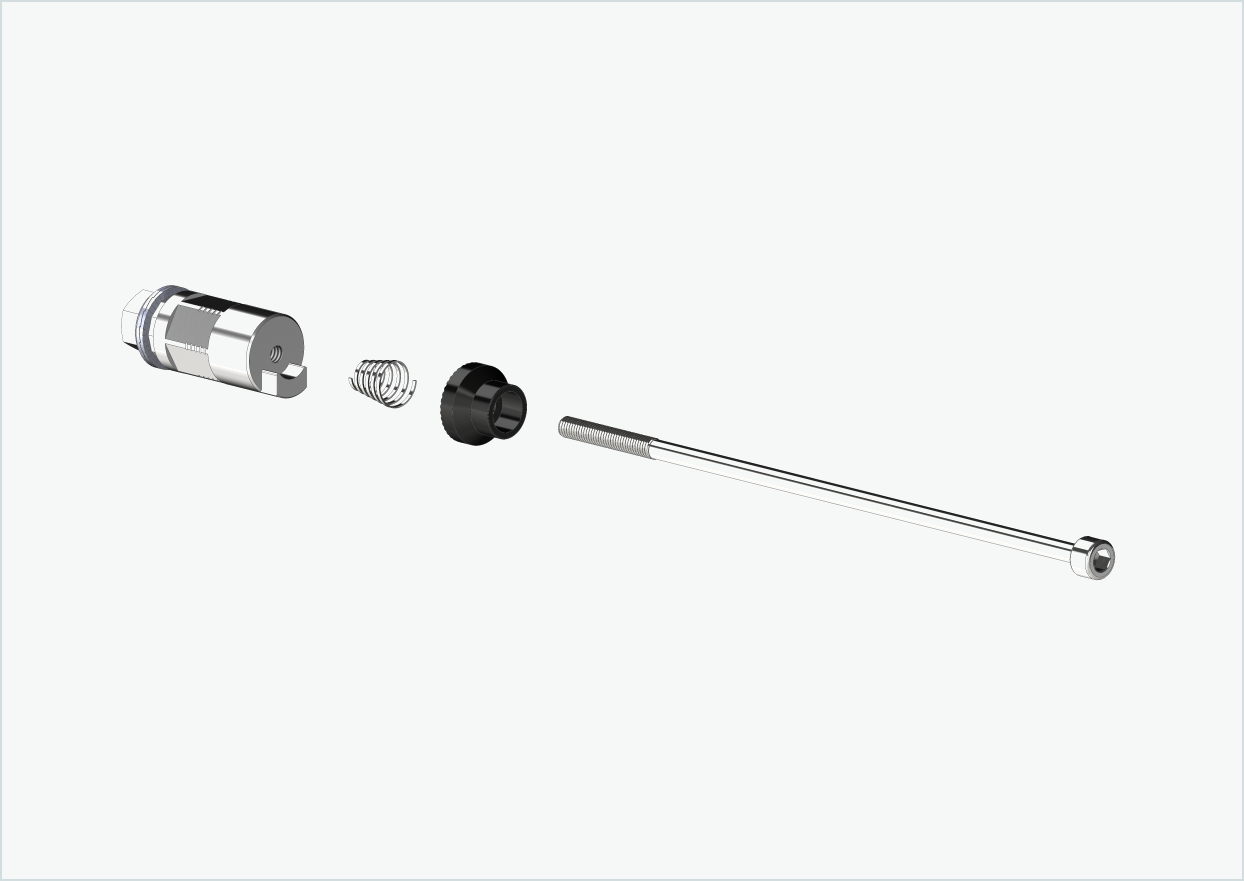 Eixo de aperto rápido com adaptador poligonal | comprimento de aperto 143mm - 153mm