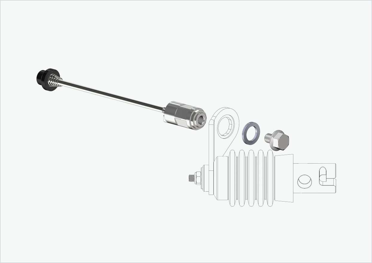 Eixo de aperto rápido com adaptador poligonal | comprimento de aperto 154mm - 165mm