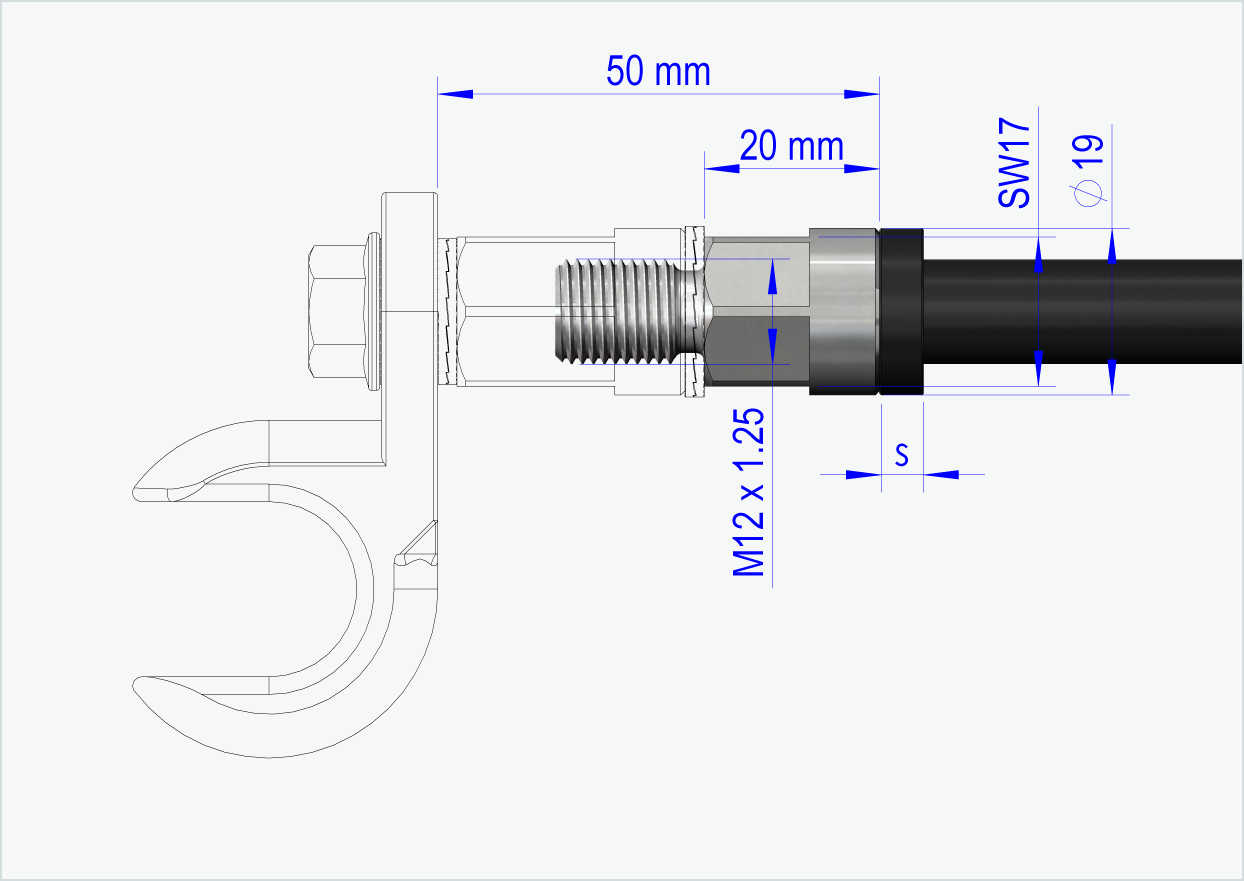 Eixo de aperto rápido com sistema intermutável / M12 x 1,00