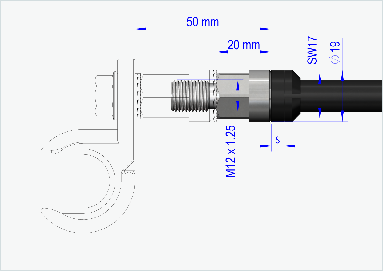 Eixo passante Syntace (X-12) com sistema intermutável / M12 x 1,00