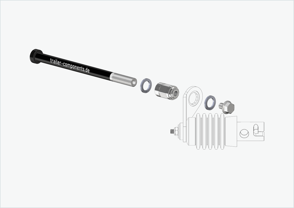 Eixo de aperto rápido com adaptador Weber para ORBEA | para rosca esquerda M12 x 1,50 - adequado para embraiagens Weber tipo: E - EL - ES