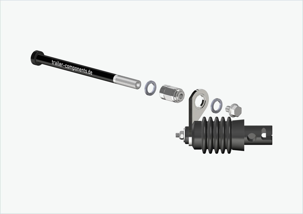Eixo de aperto rápido com adaptador Weber para ORBEA | para rosca esquerda M12 x 1,50 - adequado para embraiagens Weber tipo: E - EL - ES